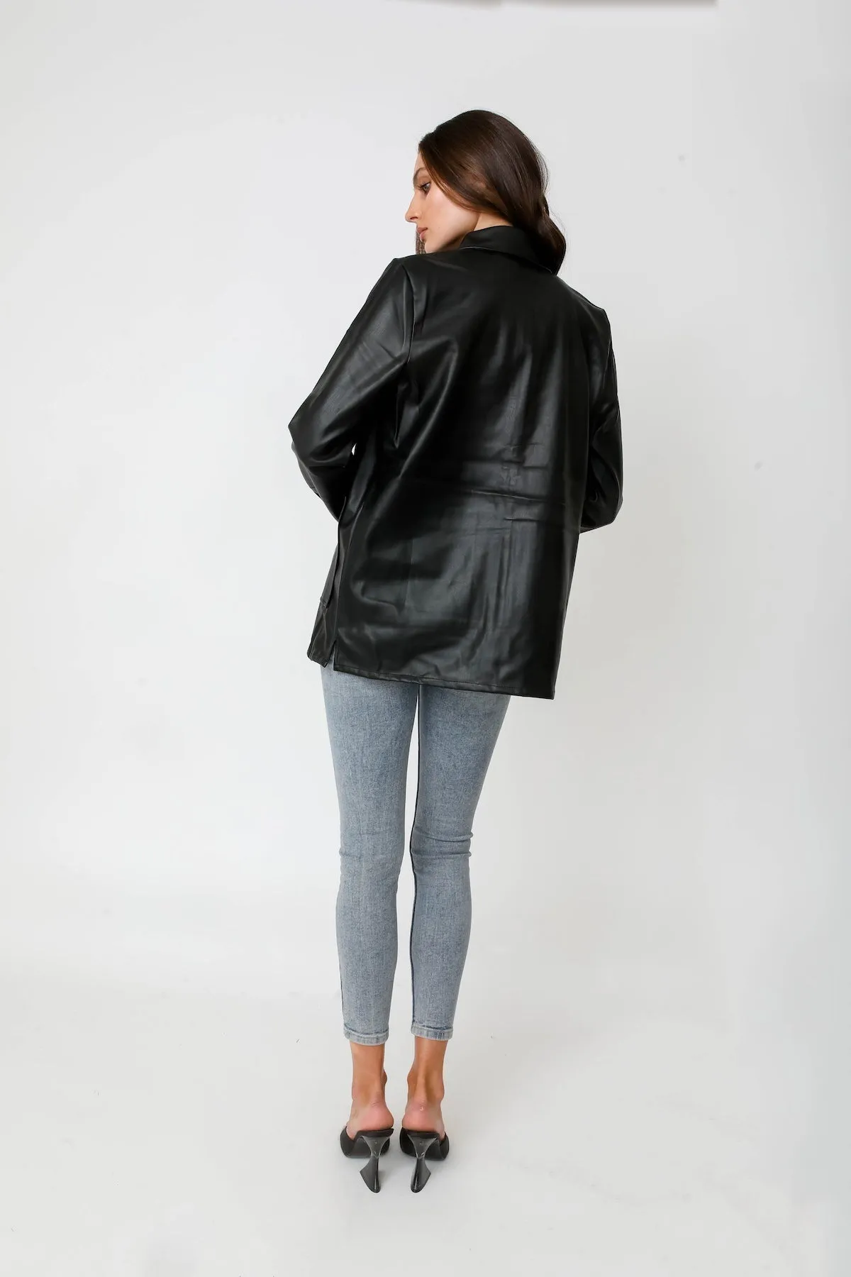 Pia Leather Button-Up