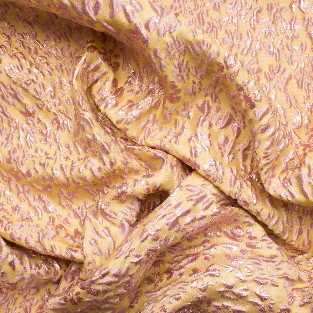 Pink Floral /Gold Metallic Cloqué