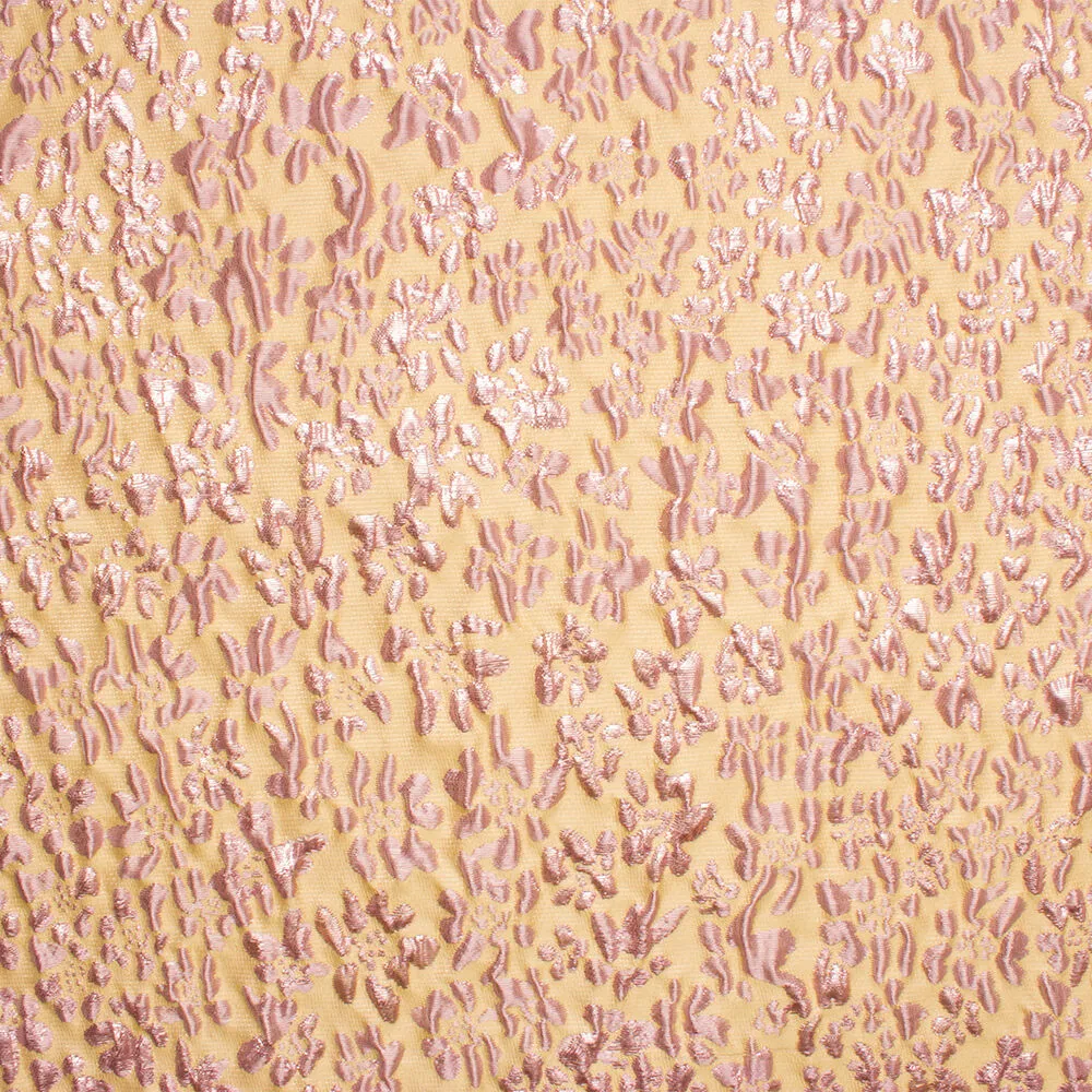 Pink Floral /Gold Metallic Cloqué