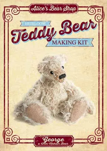Pre-Cut Mohair Teddy Bear Making Kit - George 12cm when made