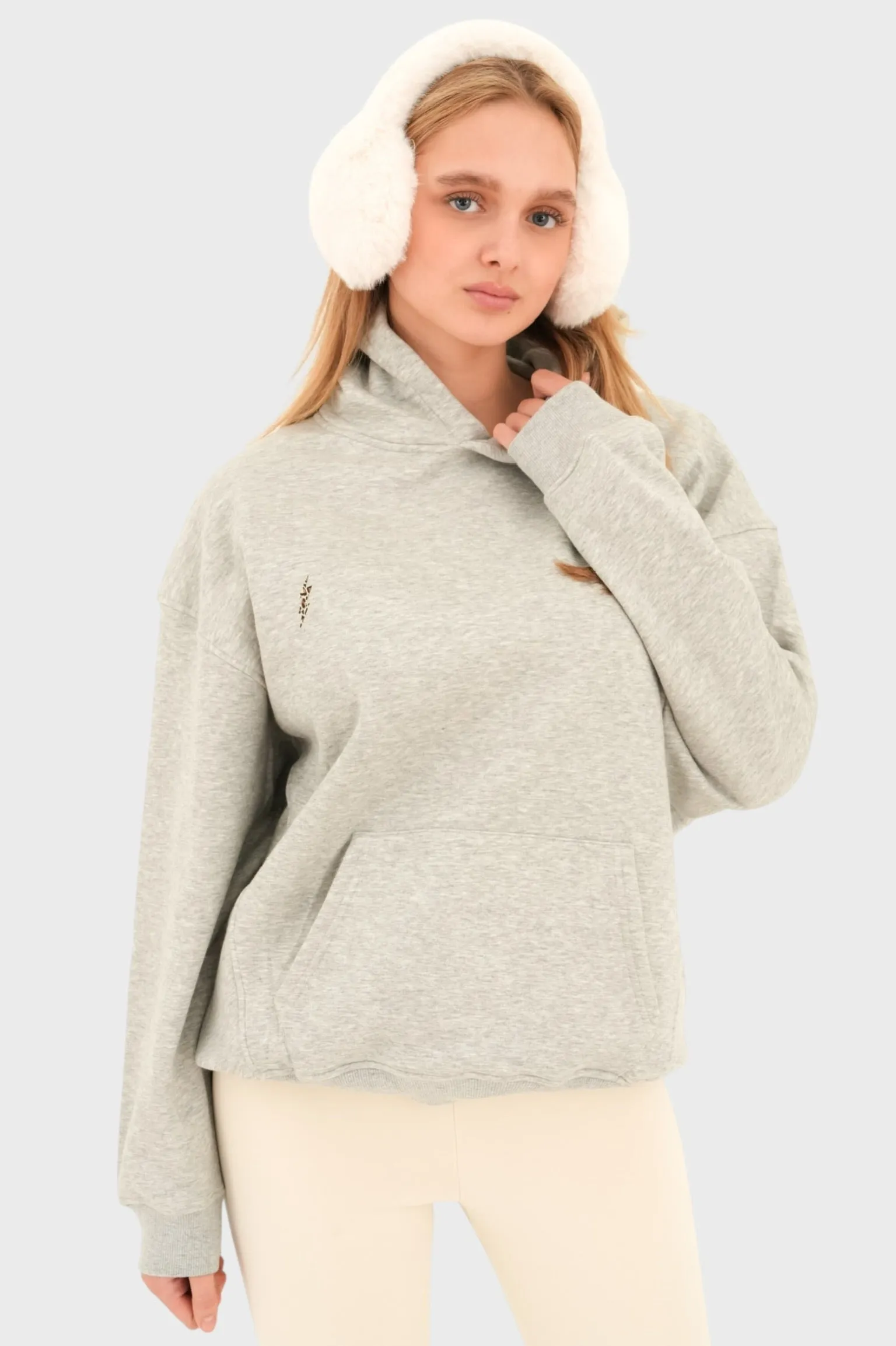"Leopard ski" hoodie grey