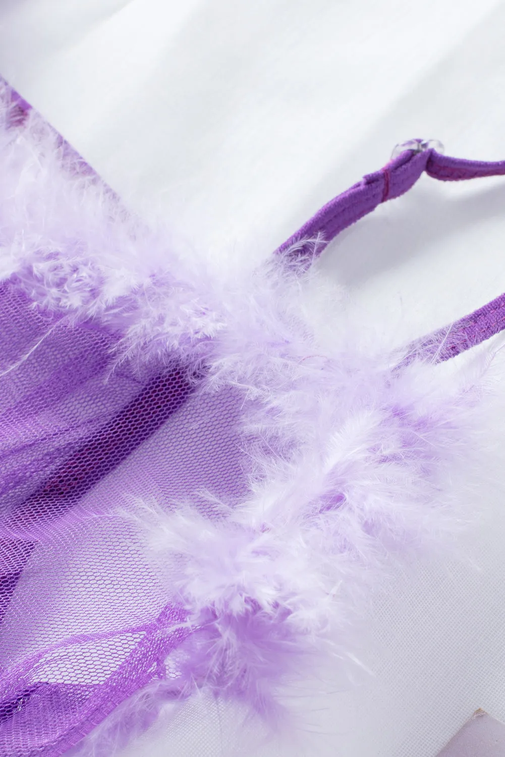 Raw Hem See-through Mesh Spaghetti Strap Teddy Lingerie