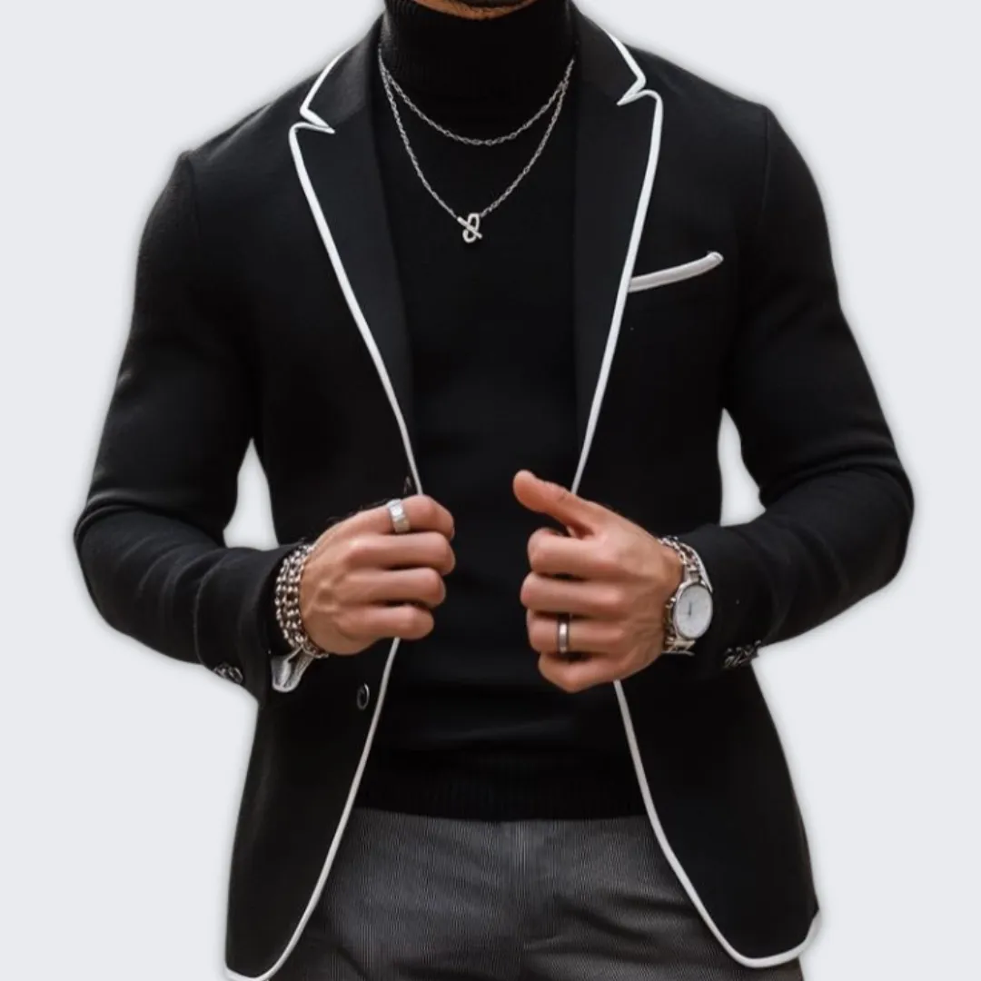 Retro Colorblock Blazer for Men - Stylish Smart-Casual Jacket