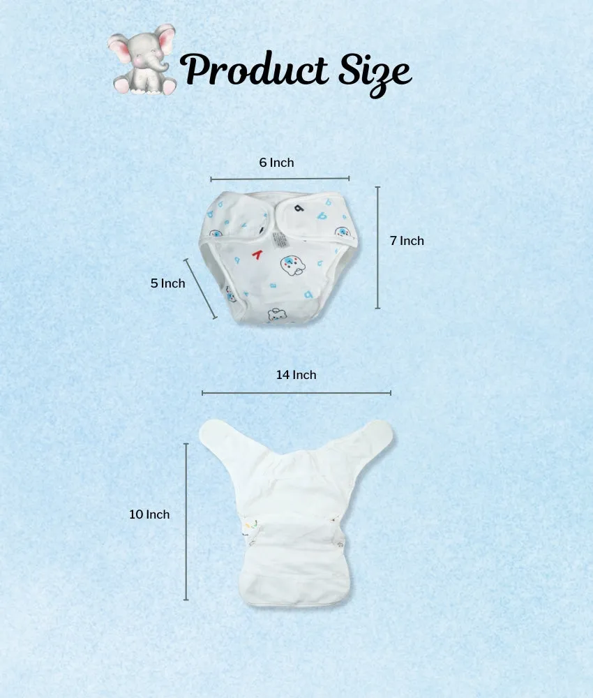 Reusable Baby Nappy Wrap - Blue Teddy Print