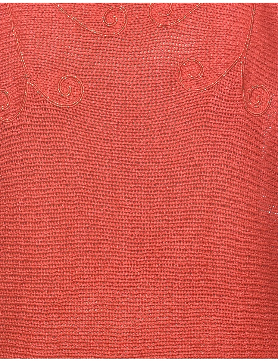 Sequined Red Jumper - L