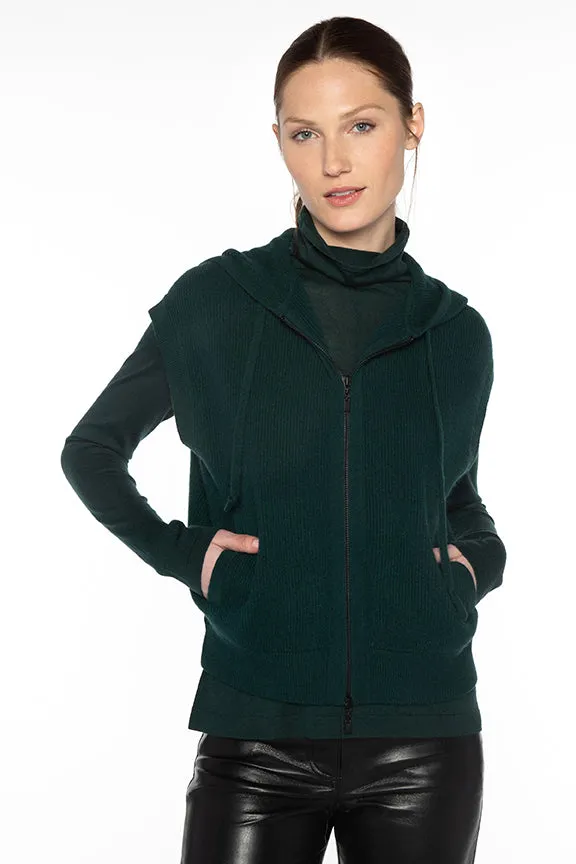 Short Sleeve Rib Zip Hoodie