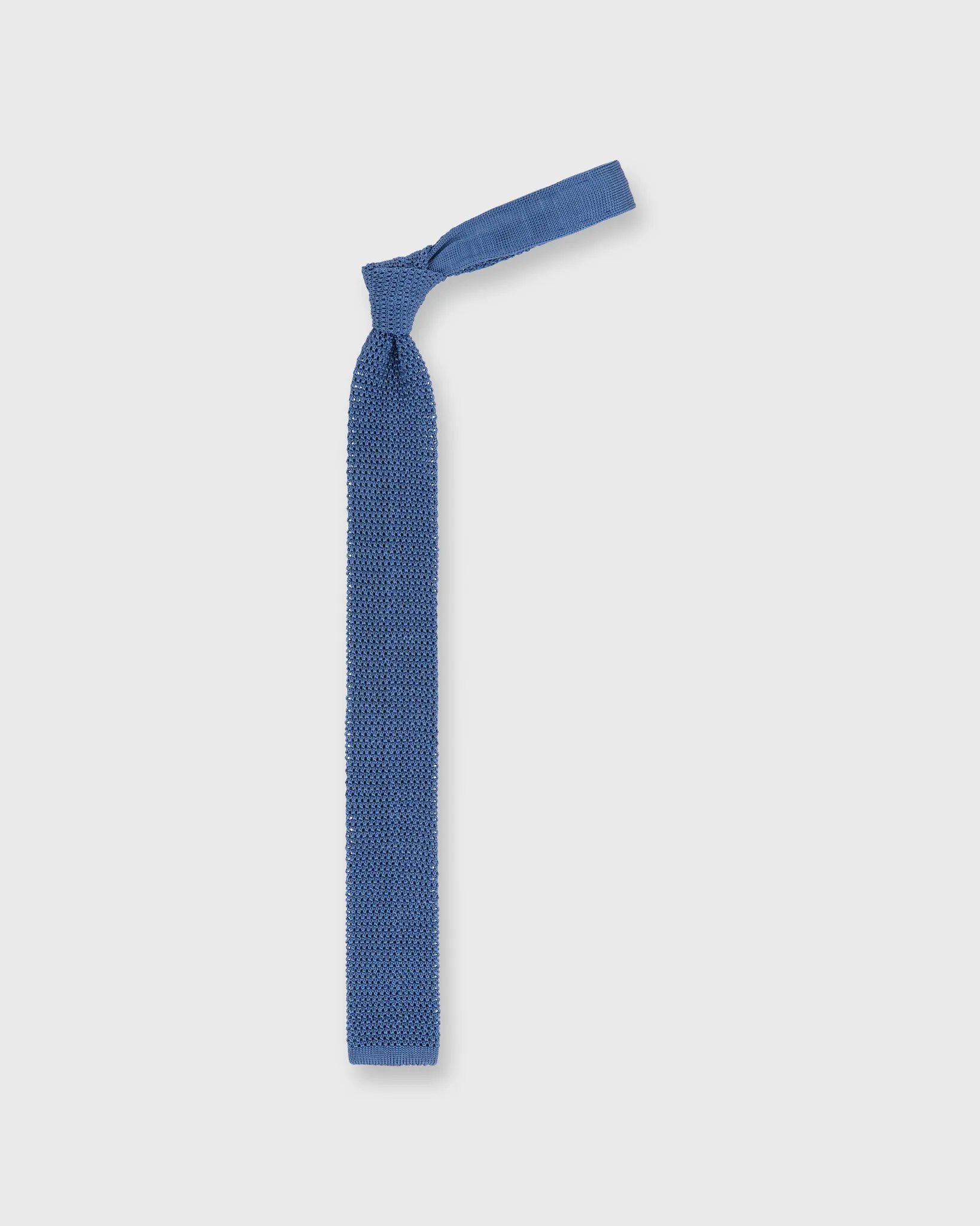Silk Knit Tie in Mid-Blue