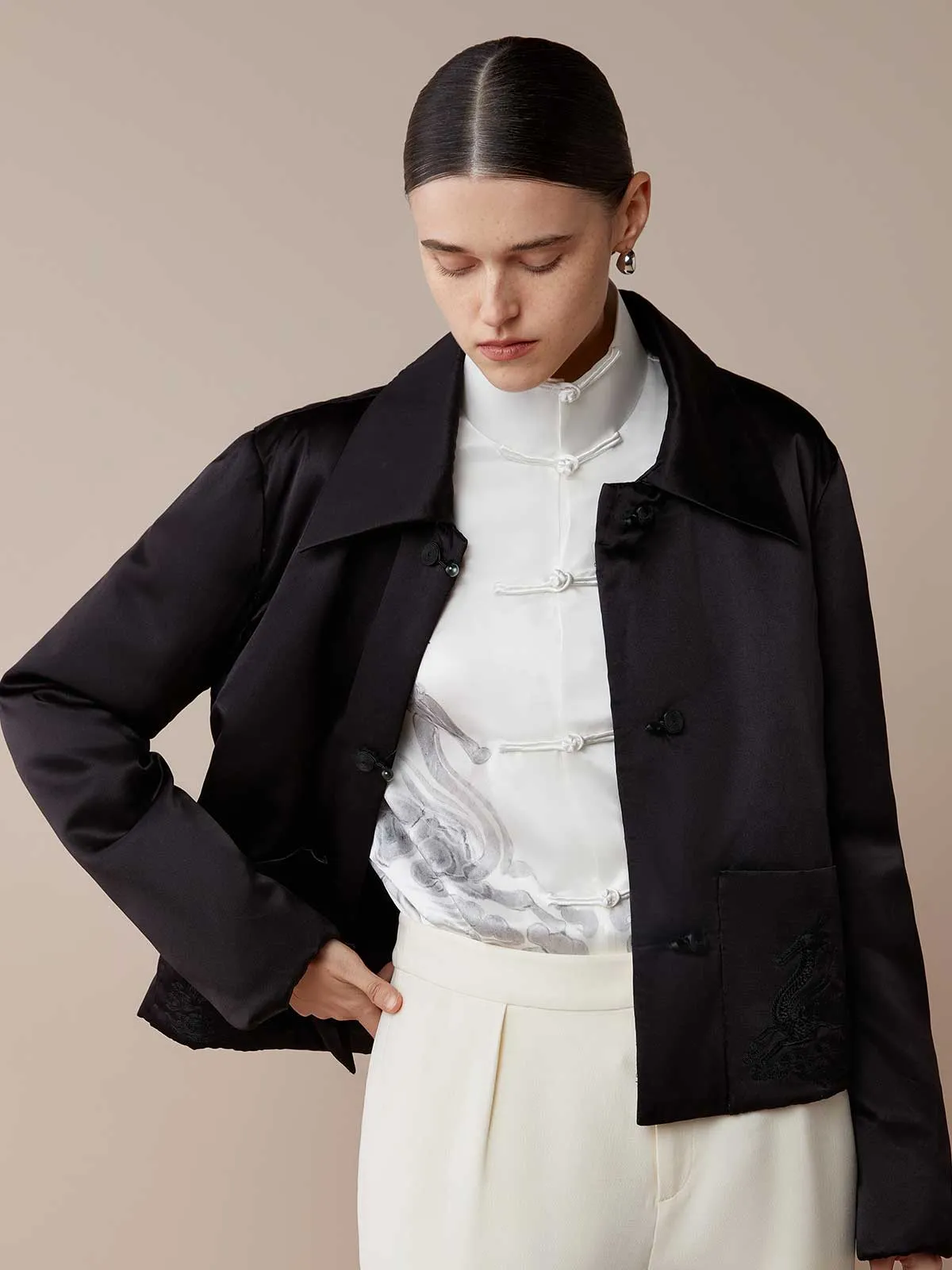 SILKINC Collared Dragon Silk Jacket (Dragon Coat)