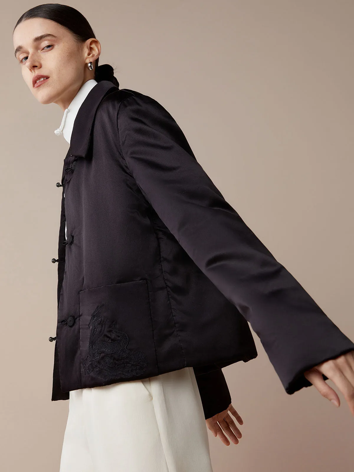 SILKINC Collared Dragon Silk Jacket (Dragon Coat)