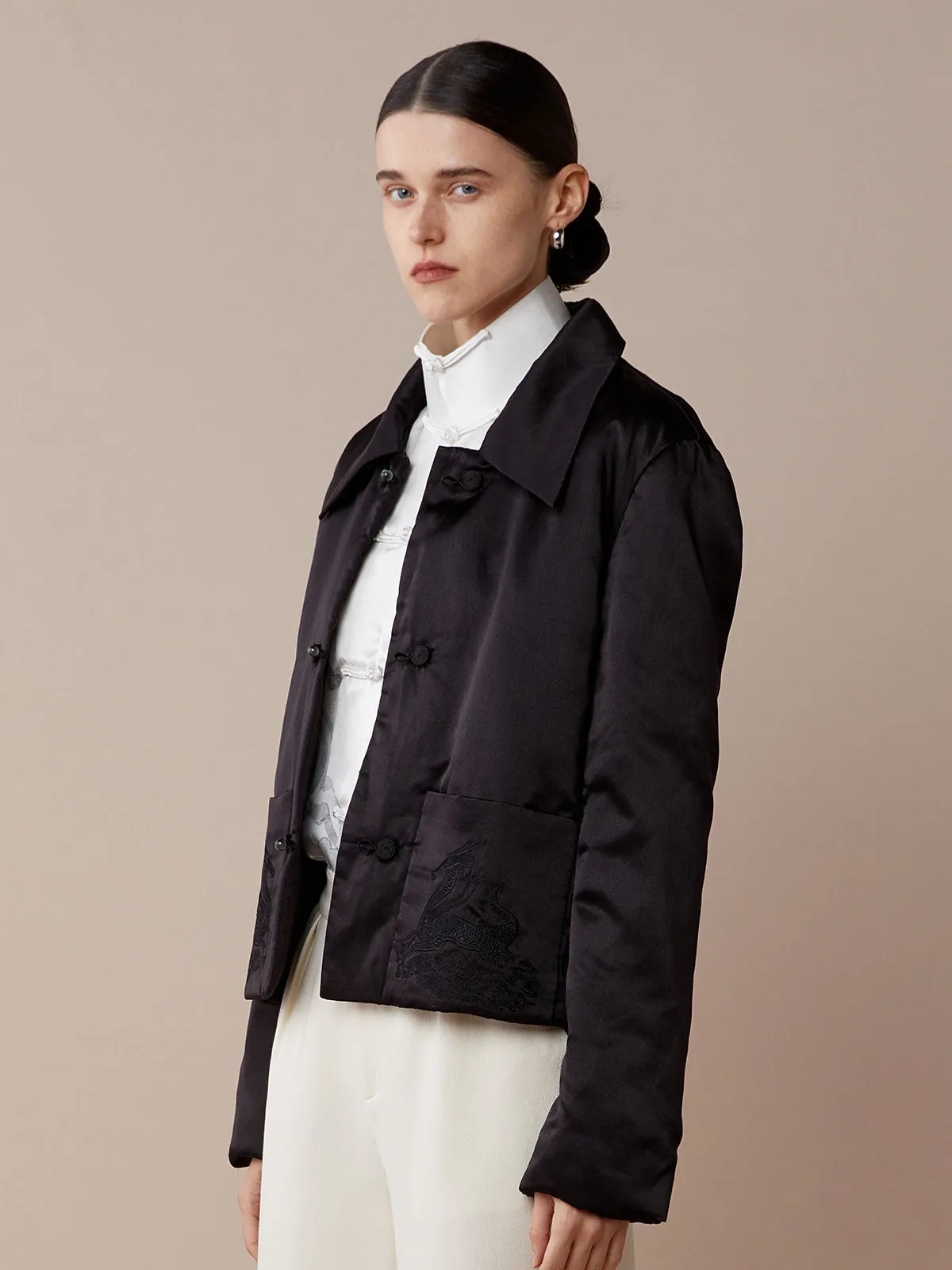 SILKINC Collared Dragon Silk Jacket (Dragon Coat)