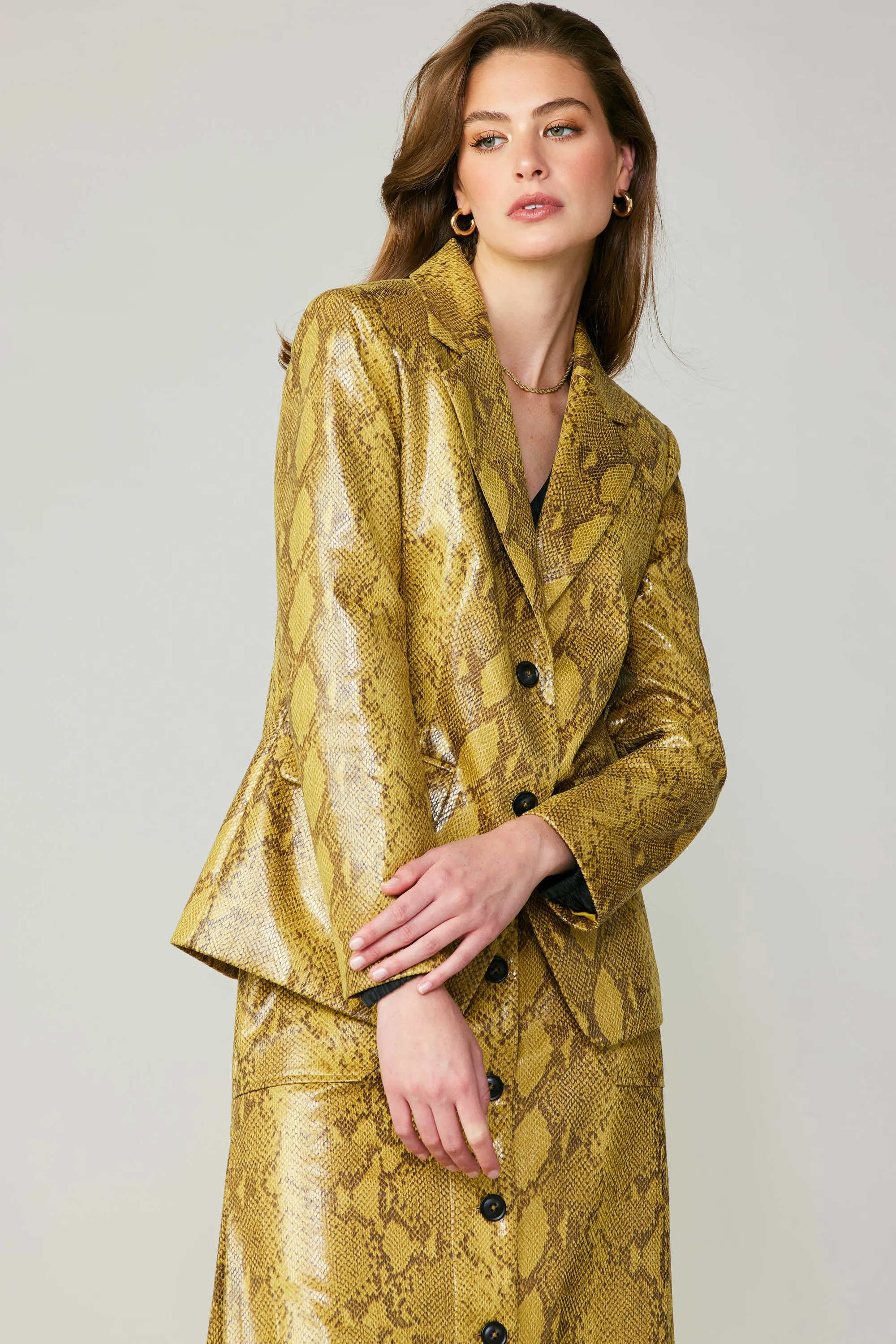 Snakeskin Welt Pocket Blazer