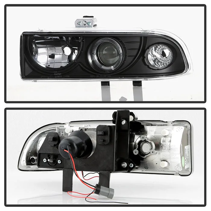 Spyder Projector Headlights Chevy S10 (1998-2004) Blazer (1998-2005) w/ LED Halo - Black / Smoke