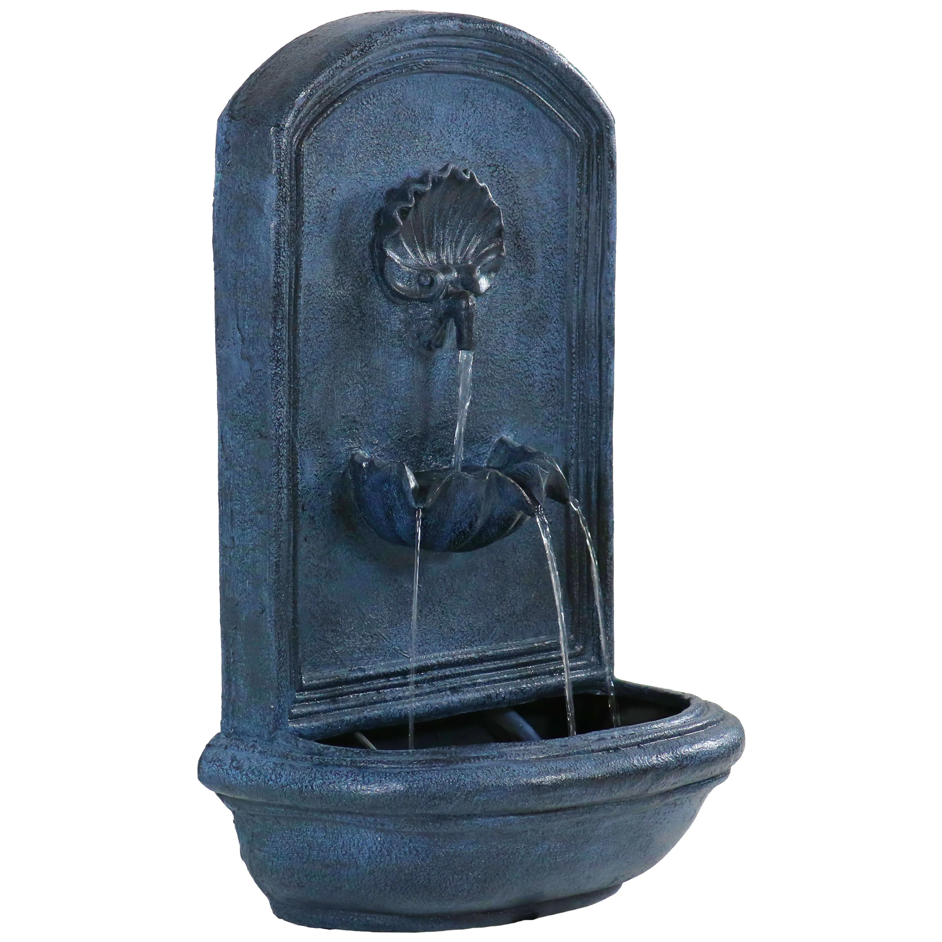 Sunnydaze Seaside Outdoor Solar Wall Fountain with Battery Backup - 27" H