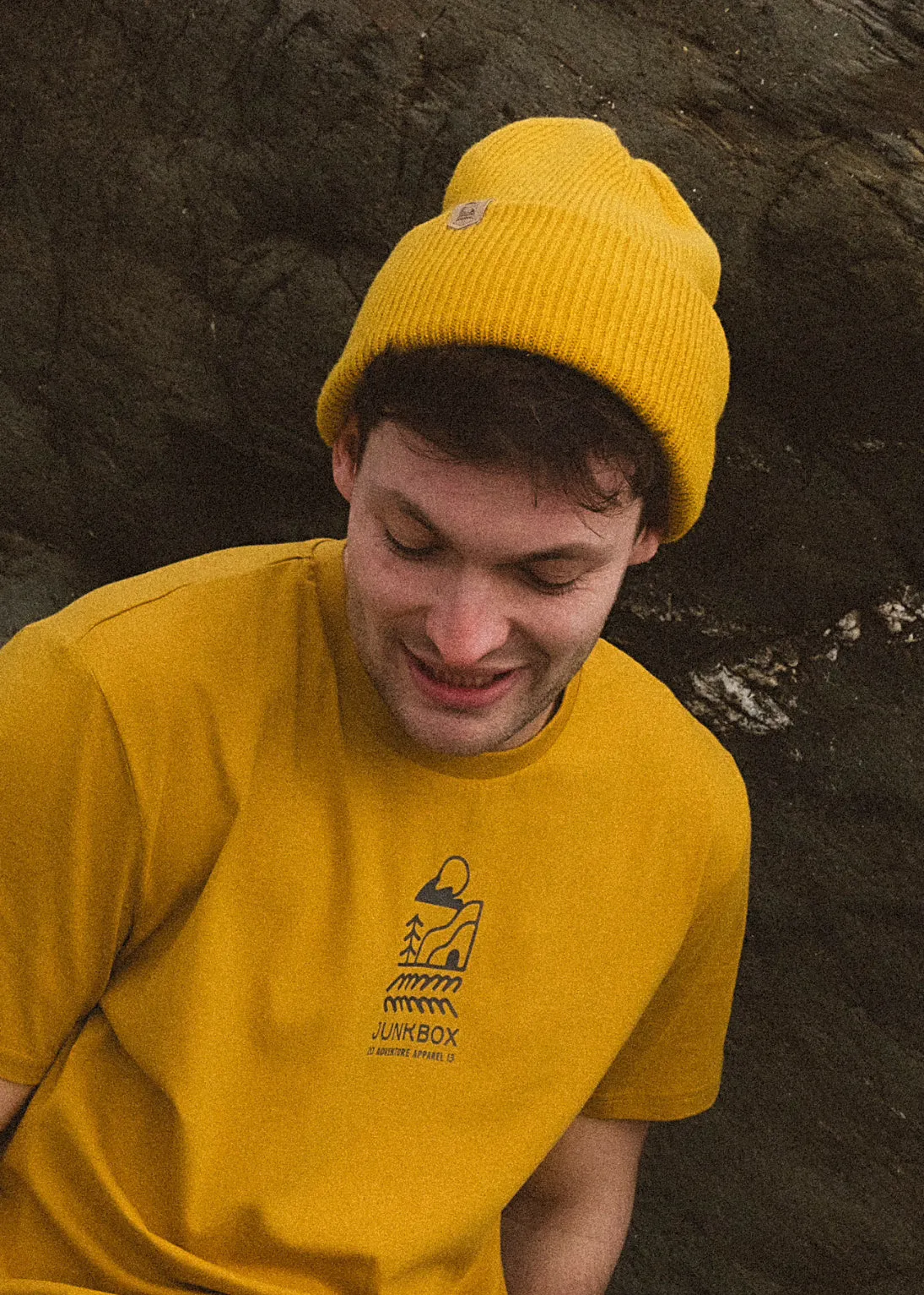 Super Soft Recycled Beanie Hat in Mustard