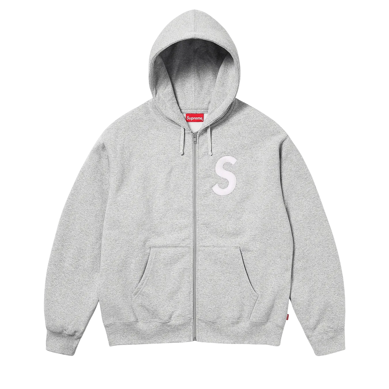 Supreme S Logo Zip Up Hooded Sweatshirt 'Heather Grey'