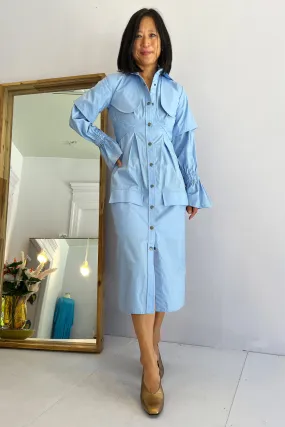 Thebe Magugu- Utility Shirtdress: Periwinkle