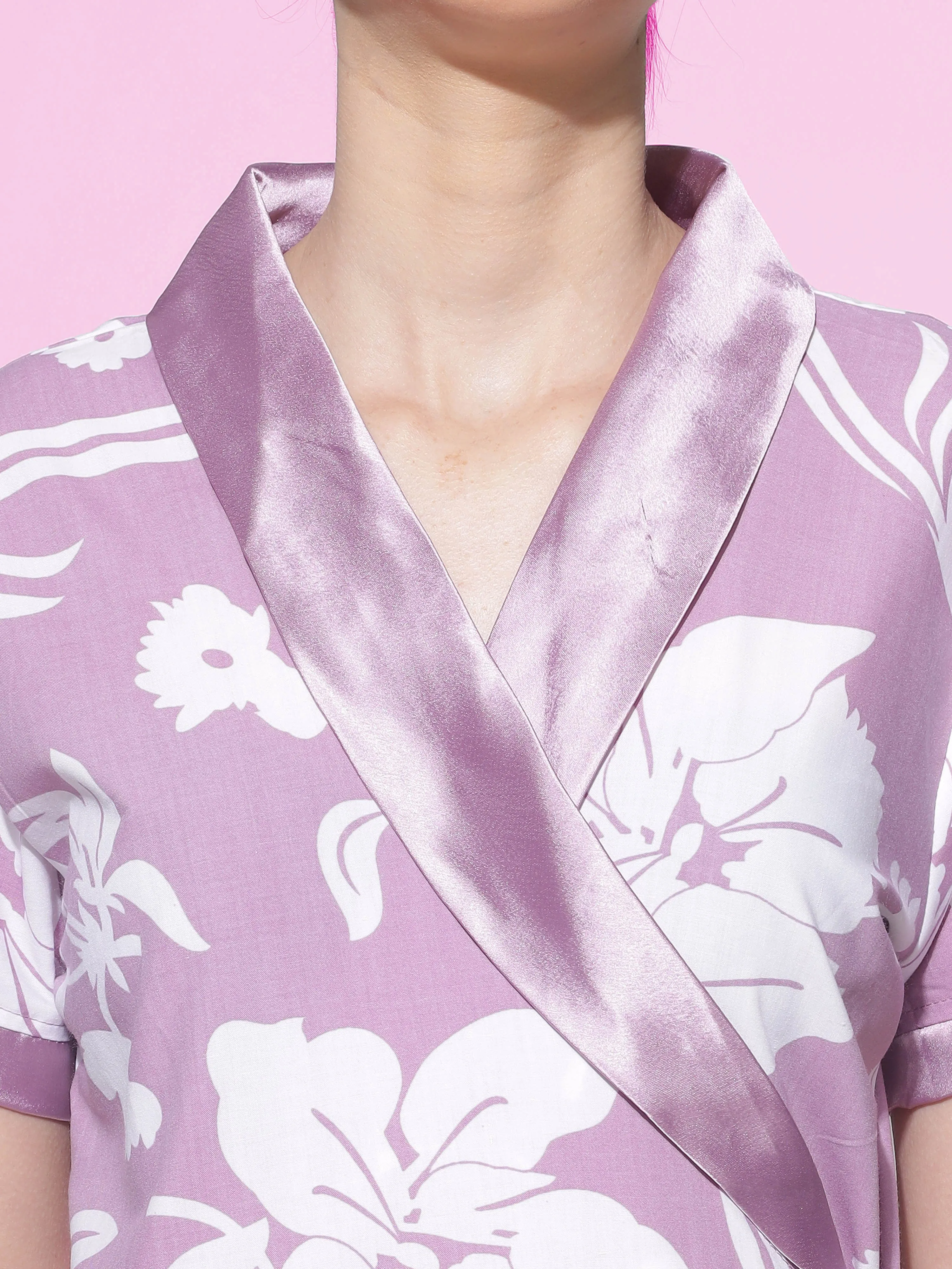 Viscose Blend House Coat | Purple