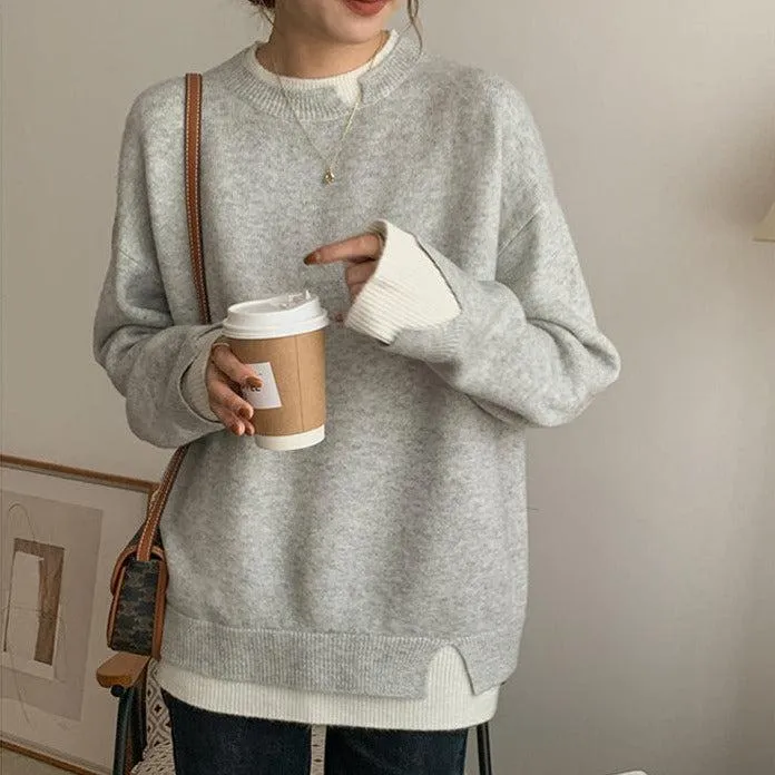 Women's Layered Knitted Jumper with Cutout Design | Ideal for Autumn/Winter