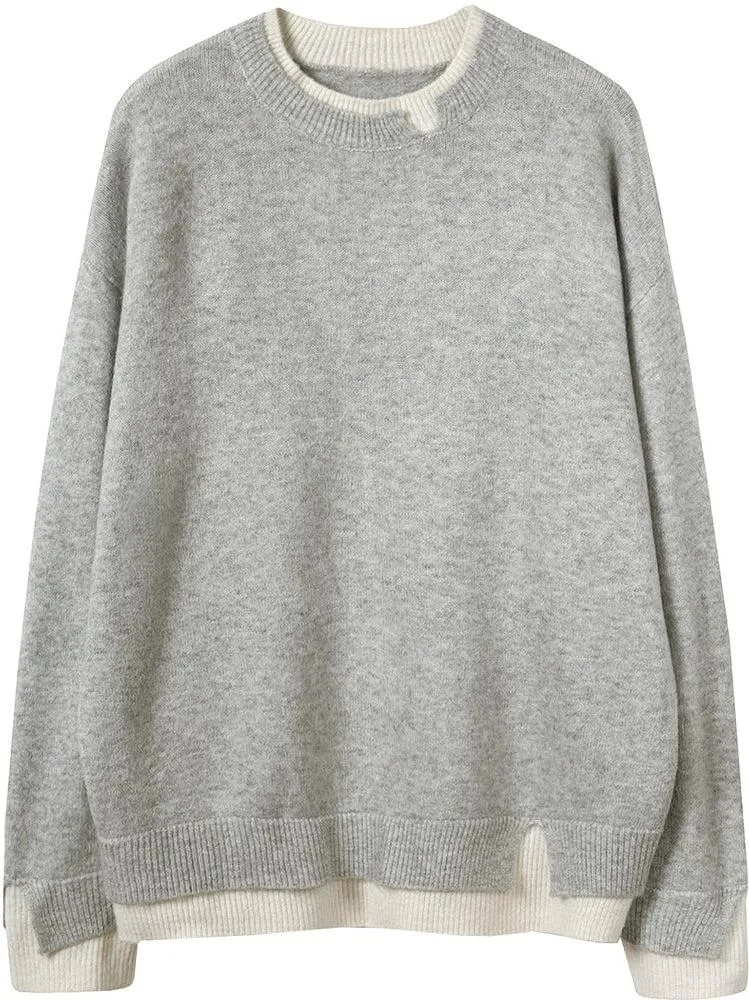 Women's Layered Knitted Jumper with Cutout Design | Ideal for Autumn/Winter